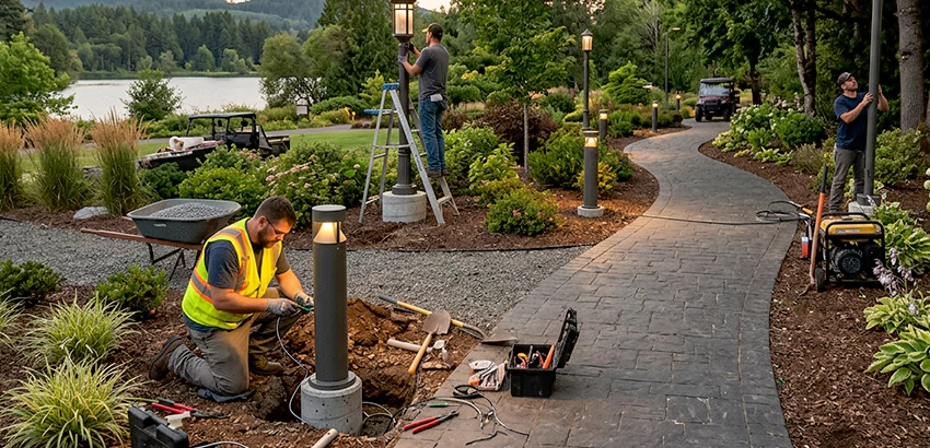 Landscape Post, Pole, and Bollard Lighting Installation in Richland